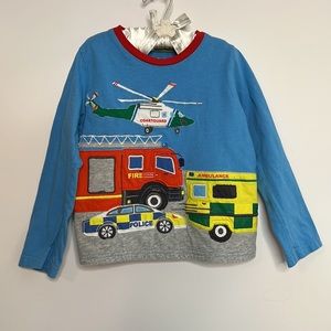 Kids Long Sleeve Transport Vehicle Appliqué T-Shirt, Size 3-4Y by MiniBoden